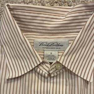 Brooks Brothers Beige Striped Dress Shirt